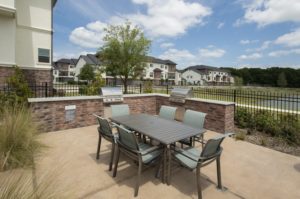 Community Outdoor Grill with Dining Table and 6 Chairs